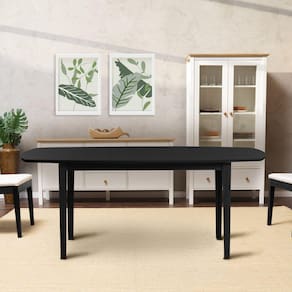 Mesa Oval 6 Lugares 1,6m Tampo MDF Tiê CabeCasa MadeiraMadeira Preto