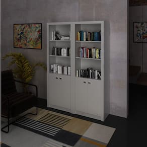 Kit 2 Armários para Escritório Aberto 2 Portas e 3 Prateleiras ME4110 Espresso Móveis Branco