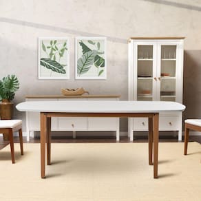 Mesa Oval 6 Lugares 1,6m Tampo MDF Tiê CabeCasa MadeiraMadeira Amêndoa/Off White
