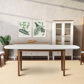 Mesa Oval 8 Lugares 2,0m Tampo MDF Tiê CabeCasa MadeiraMadeira Amendoa/ Off White