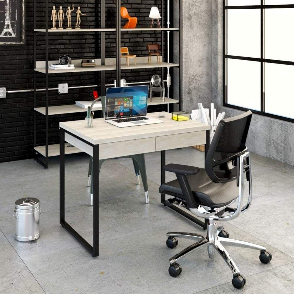 Mesa para Escritório 90cm 2 Gavetas Kuadra Compace Snow