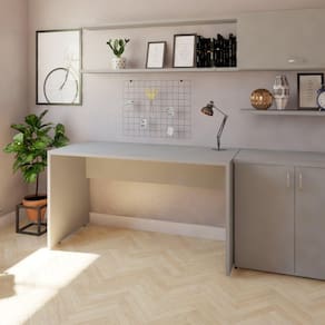 Mesa para Escritório 180cmx60cm 25mm Bramov Móveis Cinza Cristal