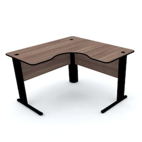 Mesa para Escritório em L Estação de Trabalho 1200 Maxxi Pandin Móveis Preto/Walnut
