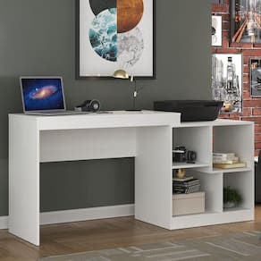 Escrivaninha 160cm Multifuncional 4 Nichos HO-2904 Hecol Móveis Branco TX