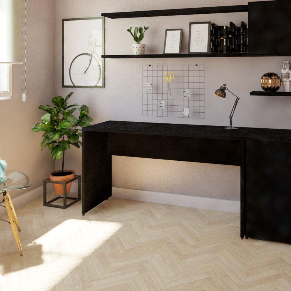 Mesa para Escritório 170cmx47cm 25mm Bramov Móveis Preto