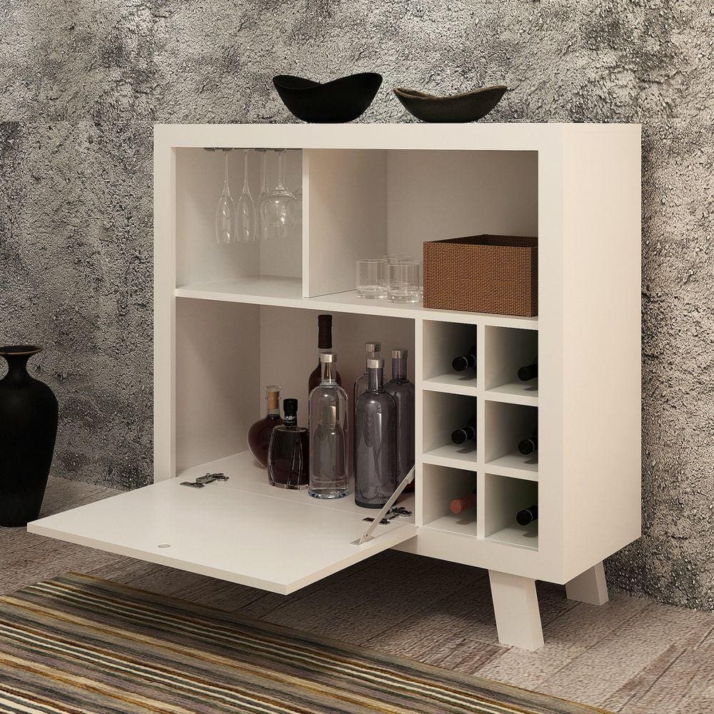 Adega 1 Porta Basculante Colmeia para 6 Garrafas Branco