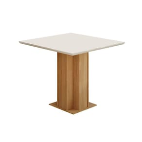 Mesa para Sala de Jantar 95x95cm Tampo MDF/Vidro Sophia Cimol Marrom/Off White