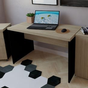 Mesa para Escritório 110cmx60cm 40mm Bramov Móveis Preto/Carvalho Mel