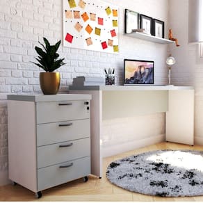 Mesa para Escritório 180cmx42cm 40mm Branca/Cinza Cristal