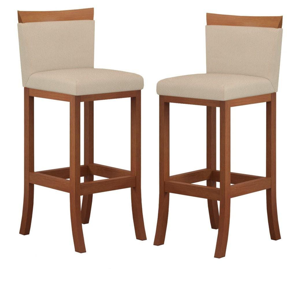 Conjunto 02 Banquetas Alta em Madeira Maciça Paris CCS Interiores Pinhão