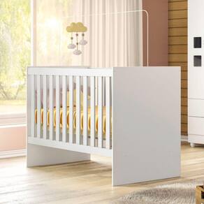 Berço com Colchão Suporte Mosquiteiro Life 100% MDF Branco