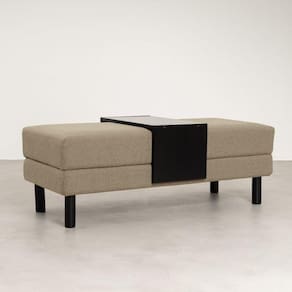 Conjunto Puff Baú 120cm e Bandeja Antúrio CabeCasa MadeiraMadeira Bege/Preto