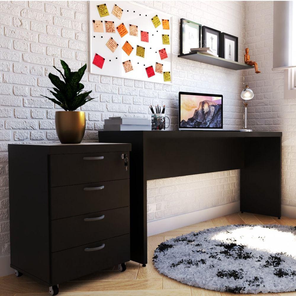 Mesa para Escritório 180cmx42cm 40mm Preto