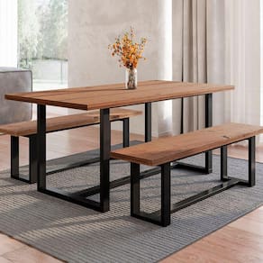 Conjunto Sala de Jantar Mesa com Bancos 6 Lugares Madeira Maciça Lumber Yescasa Madeira