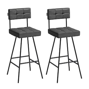 Kit 2 Banquetas em Aço e Couro Sintético Madri Salaone Preto/Preto