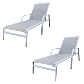 Conjunto 2 Espreguiçadeiras Reclináveis em Alumínio e Tela Sling Cannes Portinaty Branco/Bege