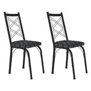 Kit 2 Cadeiras de Cozinha Delaware Estampado Mosaico Silver Pés de Ferro Preto - Pallazio