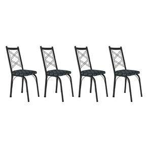 Kit 4 Cadeiras de Cozinha Delaware Estampado Mosaico Silver Pés de Ferro Preto - Pallazio