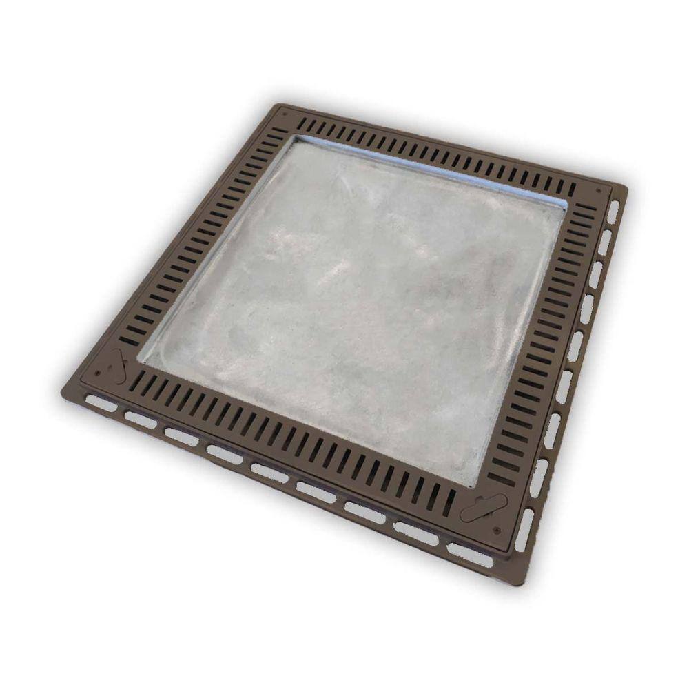 Tampão Para Casa De Máquina De Piscina 80x80 Gda Com Grelha Marrom Fosco