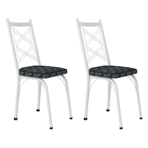 Kit 2 Cadeiras de Cozinha Delaware Estampado Mosaico Silver Pés de Ferro Branco - Pallazio