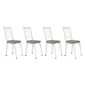 Kit 4 Cadeiras de Cozinha Delaware Estampado Cedro Pés de Ferro Branco - Pallazio