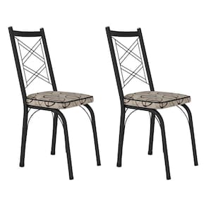 Kit 2 Cadeiras de Cozinha Delaware Estampado Cedro Pés de Ferro Preto - Pallazio