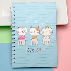 Caderno espiral capa dura 80 folhas cute cats kawaii - papelaria fofa