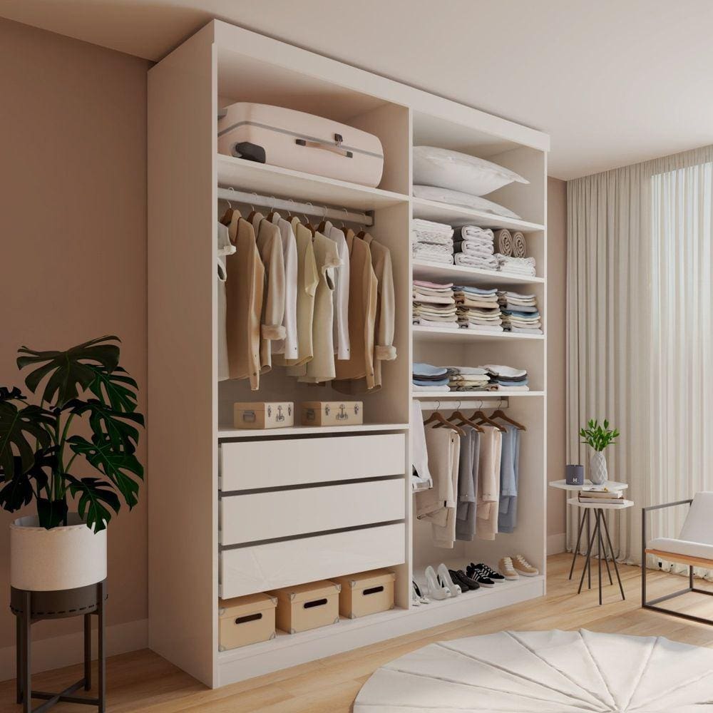 Closet Casal sem Portas 3 Gavetas Roma Branco
