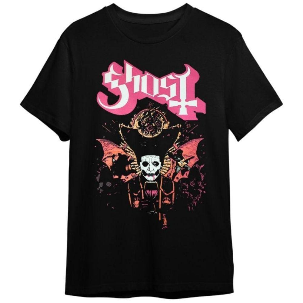 Camiseta Ghost II Banda De Rock Preta Unissex Adulto 100% Algodão