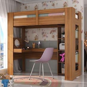 Cama Ijuvenil Montreal com Escrivaninha Multifuncional Nogal