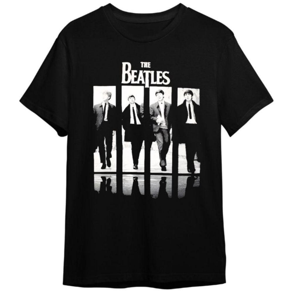 Camiseta The Beatles Integrantes II Banda De Rock Preta Unissex Adulto 100% Algodão
