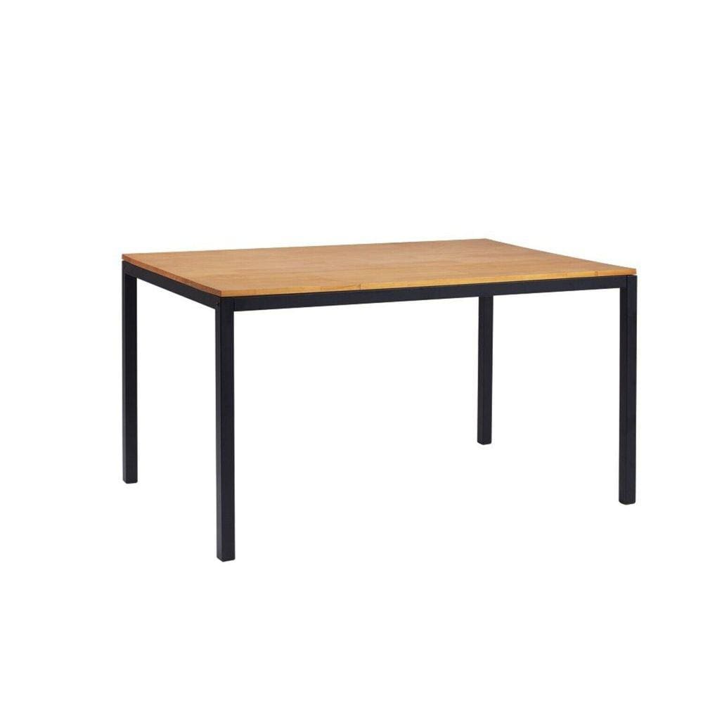 Mesa de Jantar 120x90cm Tampo Madeira Maciça Denver Daf Mobiliário Preto/Mel