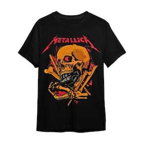 Camiseta Plus Size Metallica Caveira Preta Banda De Rock Metalica