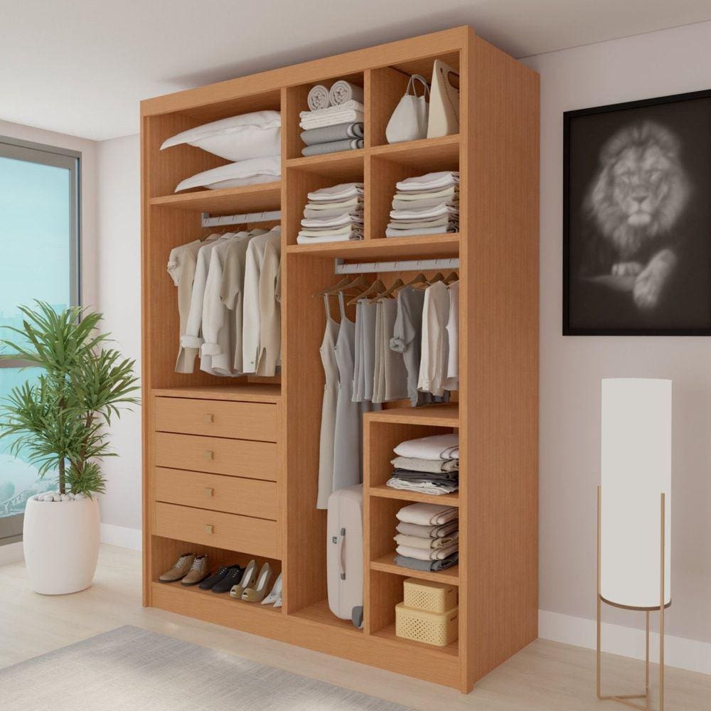 Closet Casal sem Portas 4 Gavetas Bergame Cinamomo