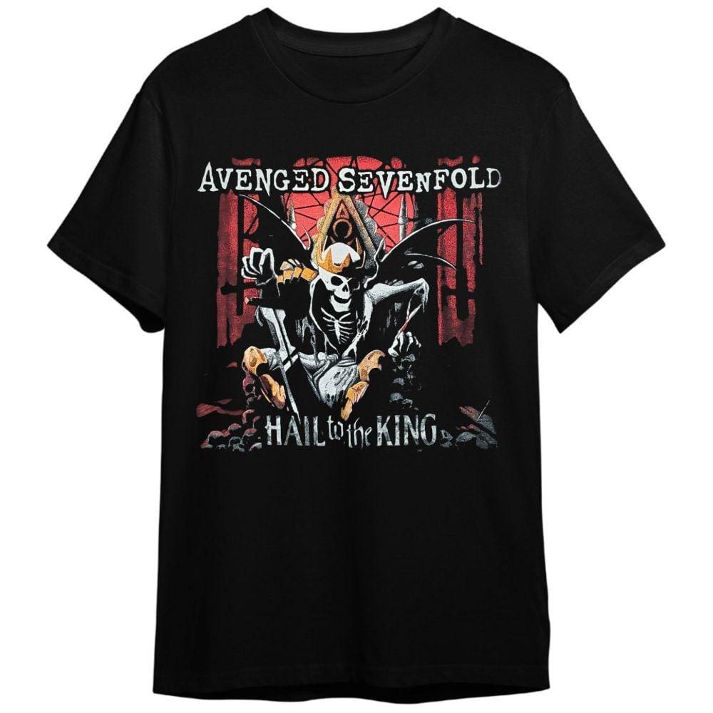 Camiseta Avenged Sevenfold Banda De Rock Preta Unissex Adulto e Infantil 100% Algodão