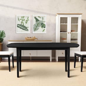 Mesa Oval 4 Lugares 1,4m Tampo MDF Tiê CabeCasa MadeiraMadeira Preto