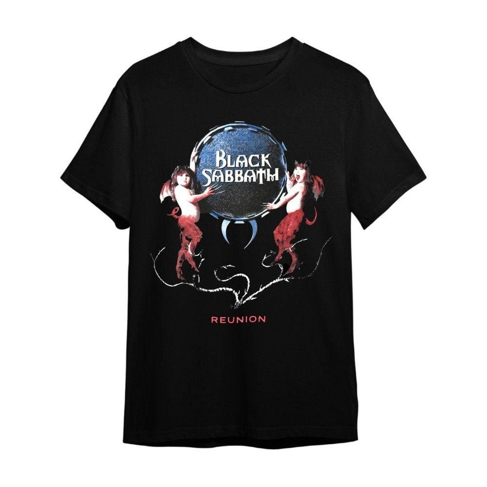 Camiseta de Rock Black Sabbath The Reunion Unissex Preta Plus Size