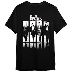 Camiseta The Beatles Integrantes II Banda De Rock Preta Plus Size Unissex 100% Algodão
