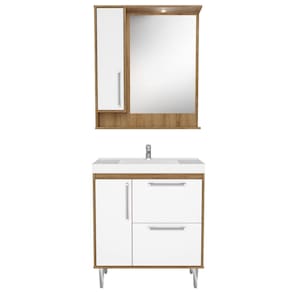 Gabinete Banheiro Com Cuba E Espelheira 80Cm Multimóveis Cr10065 Me/Branco