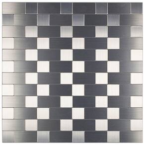 Pastilha de Metal Autocolante 30,4x30,4cm Glass Mosaic Prata Escovada
