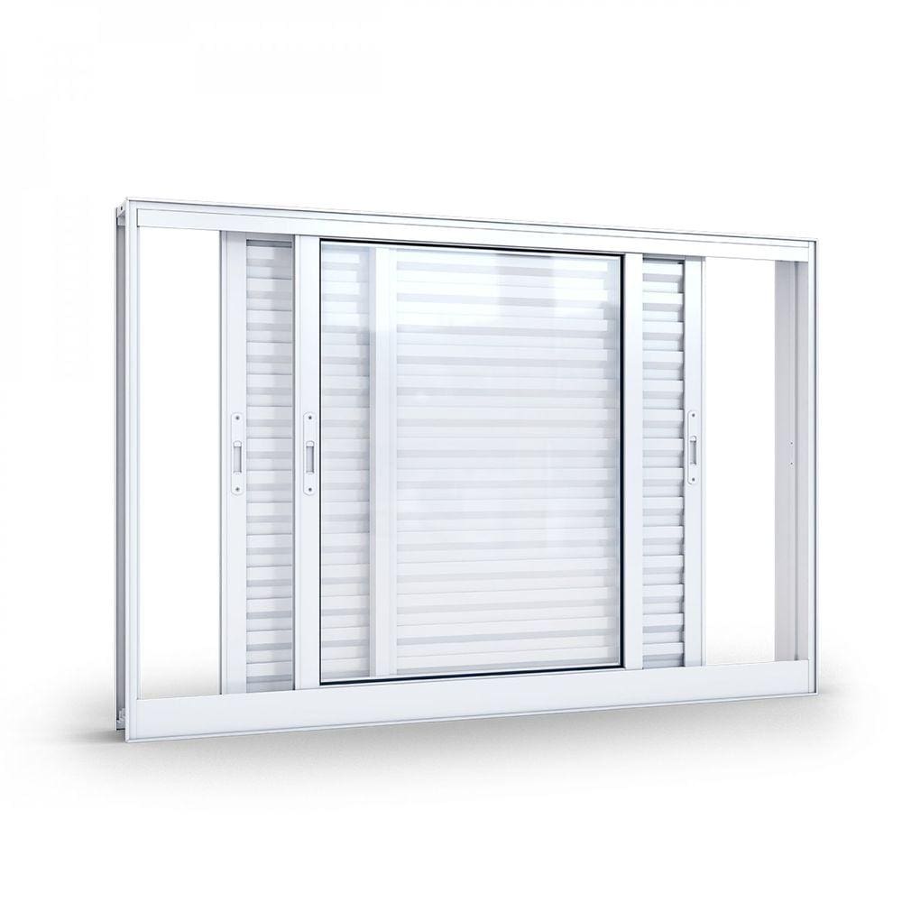 Janela de Alumínio Veneziana 100x120cm 3 Folhas Lucasa Alumínios Branco