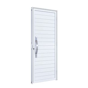 Porta de Alumínio 215x95cm com Puxador Curvo Polido de 60cm Lucasa Branco