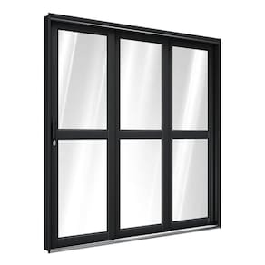 Porta de Aço de Correr Lateral com Travessa 3 Folhas 213x200cm Aço Pronto Riobras Preto