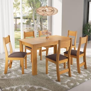 Conjunto para Sala de Jantar com 6 cadeiras Armani Viero Mel/Marrom