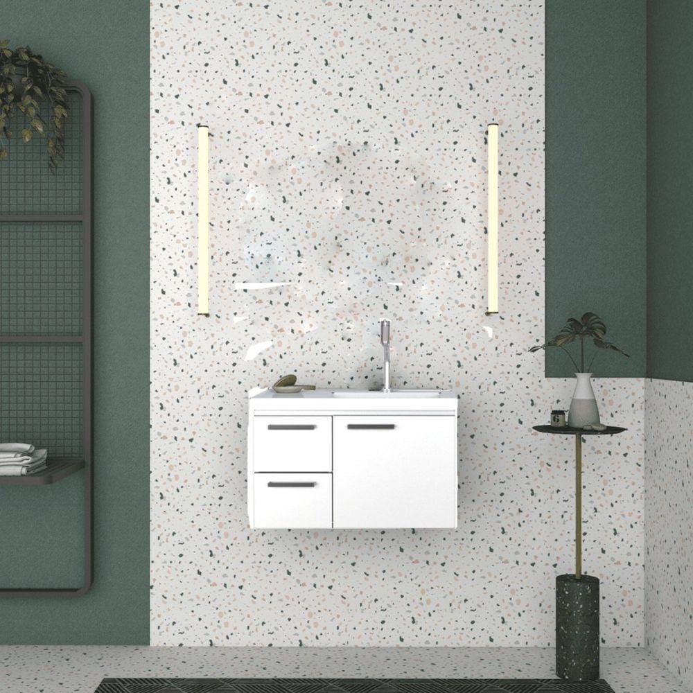 Gabinete para Banheiro em Aço 1 Porta 2 Gavetas Romã Cozimax Branco