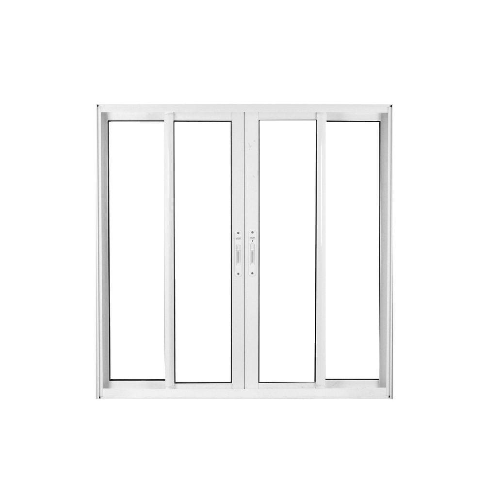 Janela de Alumínio de Correr 100x100cm 4 Folhas 2 Fixas com Vidro Liso Linha Solida MGM Branco