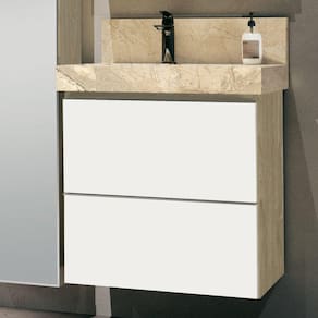 Gabinete para Banheiro Suspenso 60cm sem Lavatório Bumi Wood/Branco