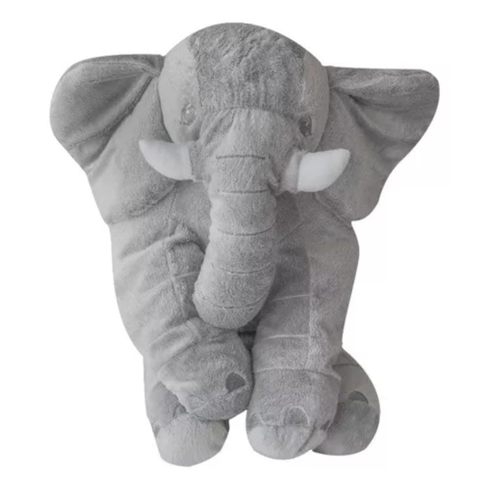 Almofada Travesseiro Bebê Elefante Pelúcia Gigante Cinza 80cm