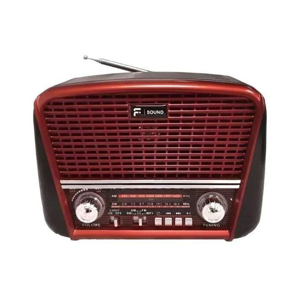 Rádio Portátil F-Sound FS-1631BT Mp3, Bluetooth, USB e Lanterna - Vermelho
