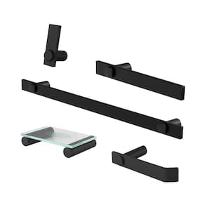 Kit Acessórios Banheiro Barra Patmos Inox Preto Fosco 5